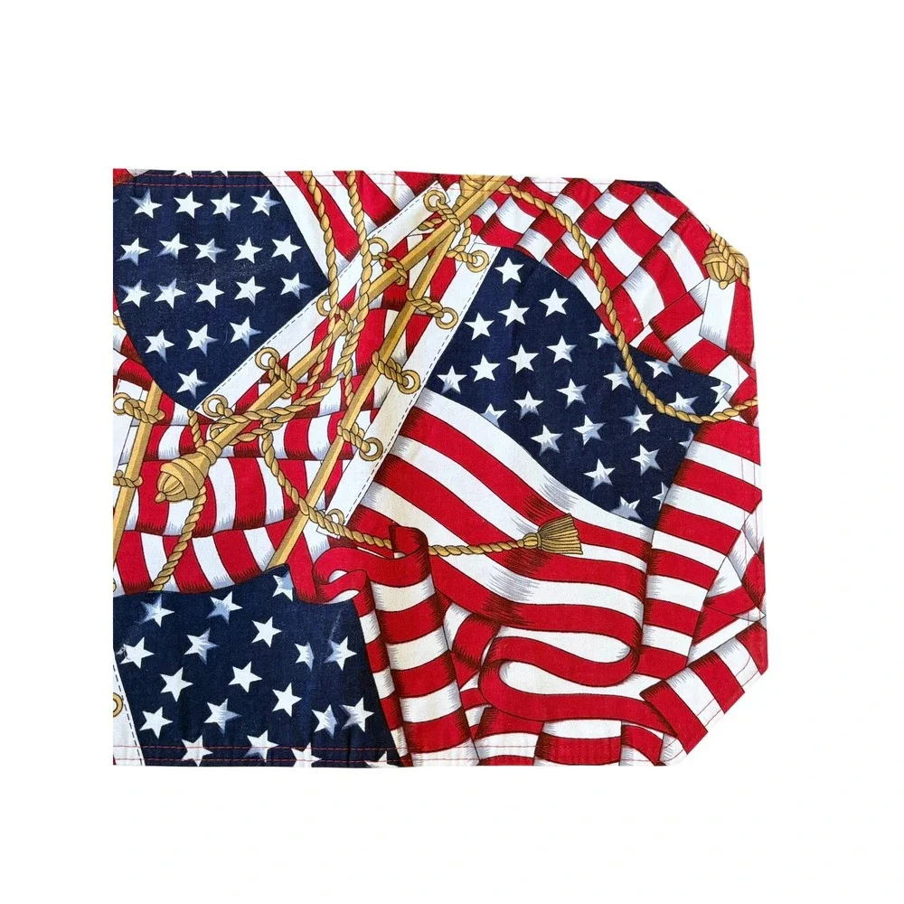 Set of 5 Patriotic American Flag Placemats Red White Blue Americana Decor 17x12
